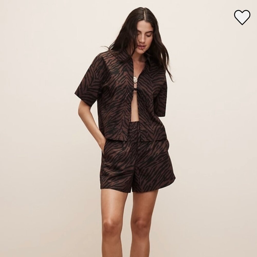 BANANA REPUBLIC The White Lotus Poplin Tie-Front Shirt M / L